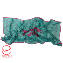 Oblong Pure Silk Paisley Design Scarf